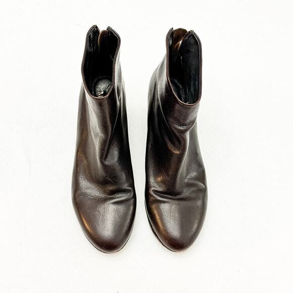 Sesto Meucci Chocolate Leather Round Toe Heeled Bootie Size 8.5 Italy - Picture 1 of 6